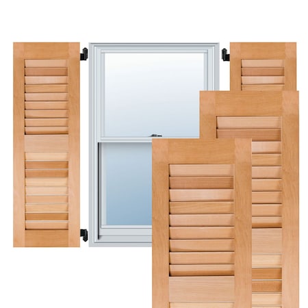 EKENA MILLWORK 12"W x 31"H Exterior Real Wood Pine Open Louvered Shutters, Unfinished PR RWL12X031UNP
